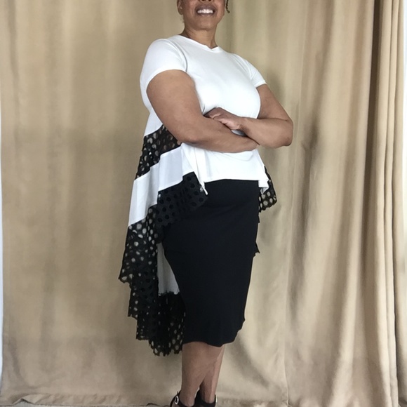 NWT WHY DRESS Hi Lo Top Black/White Size Small - Picture 3 of 15